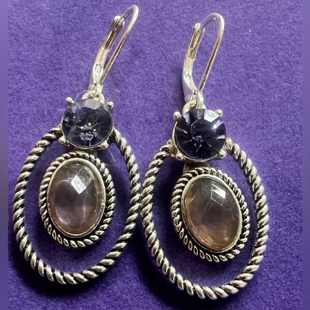 Napier silver tone rope style drop earrings with synthetic